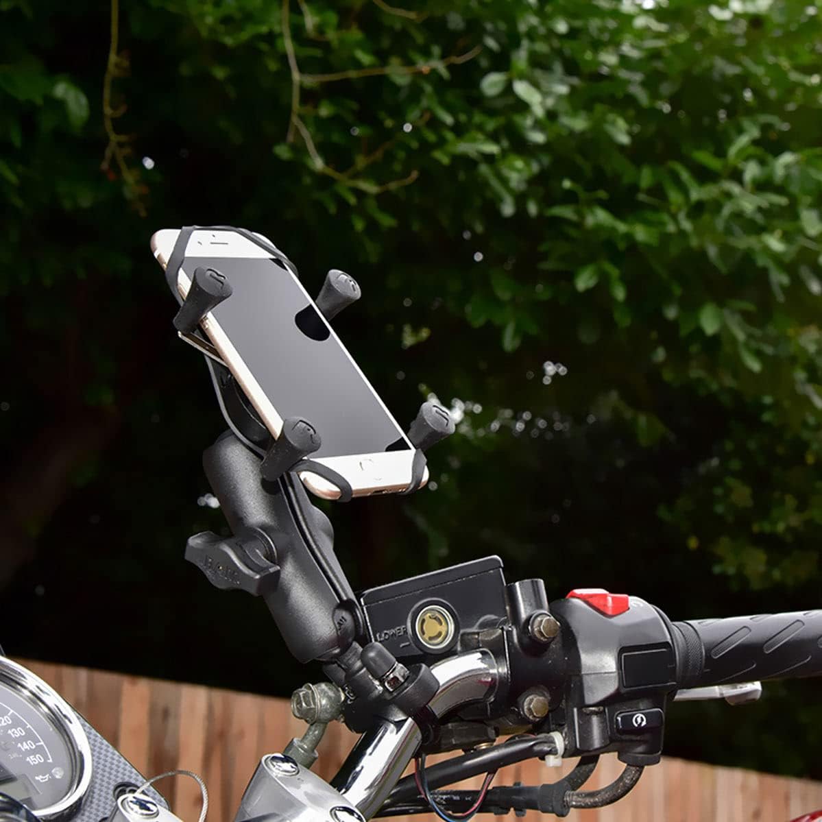 X-Grip® Motorcycle Phone Mount with Handlebar U-Bolt Base Medium Arm for Motorcycle, ATV/UTV, Bike - RAM-B-149Z-A-UN7U